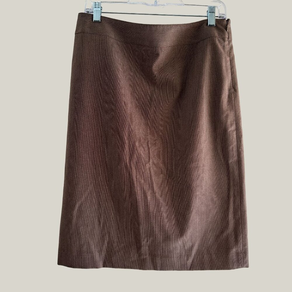 Apt 9 Stretch Women's No Band Zip Up Skirt Size 10  Brown
